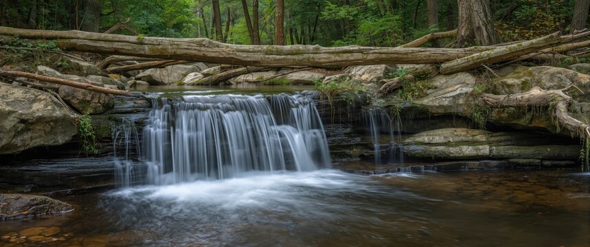 Trap falls in Willard Brook State Forest, Ashby Massachusetts with water cascading &acirc;&euro;&rdquo; travel, nature, hiking, plants, rocks, stones, branches, logs, landscapes, outdoors