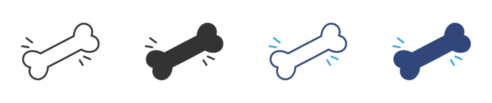 Dog Bone Icon Set. Pet Treat Symbol. Puppy Chew Toy, Animal Food, Vector Illustration.