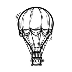 Hot air balloon illustration in sketch style for travel concept  