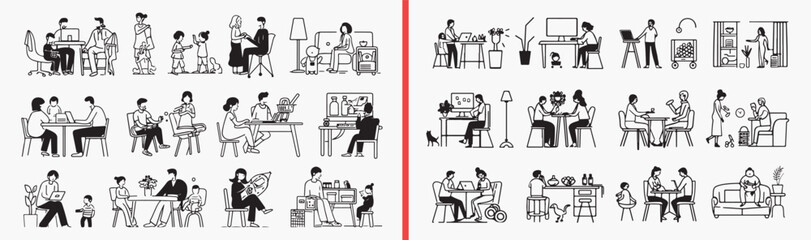 People Working Together Team Illustration Art, Hand Drawn Collaboration Sketch Design Vector, Office Coworker Doodle Character Clipart Bundle, Professional Teamwork Drawing Graphics Stock, Business Me