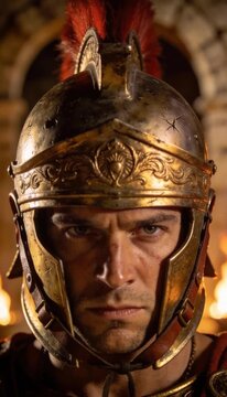 Portrait eines Gladiators mit goldenem Helm