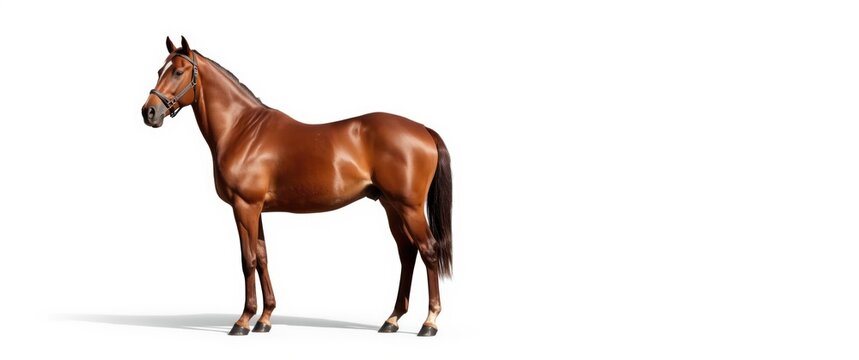 Red horse exterior with stunning appearance on white background