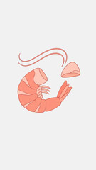 Vibrant Illustrated Shrimp Depiction Displaying Culinary Preparation for Gourmet Delights