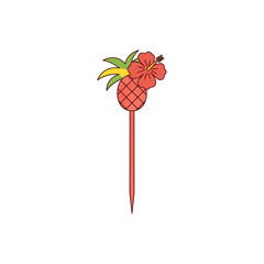 Vibrant Pineapple and Hibiscus Cocktail Skewer Illustration For Tropical Beverages And Decorations