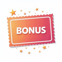 BONUS text written on red sticker stamp