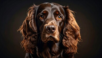 Portrait of a Chocolate Brown Spaniel Dog.