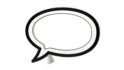 3D Rendered Blank White Speech Bubble with Black Outline, Isolated
