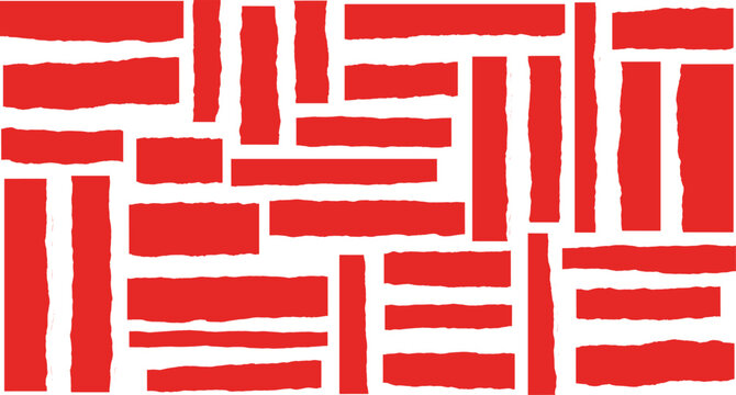 Red grunge brush stroke texture vector set. Rough paint rectangles and abstract blocks for banners, posters, frames and modern creative background designs.