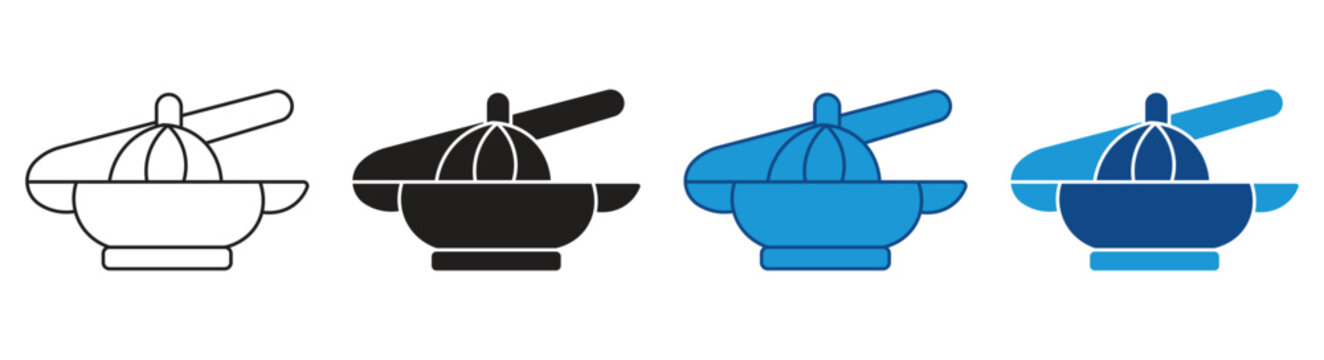 Squeezer Icon set. Lemon squeezer symbol isolated on white background. Vector illustration.