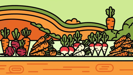 Vibrant Vegetable Harvest: A Colorful Illustration of Farm Fresh Produce