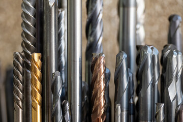 Close Up of Used Solid End Mill Tool for CNC Milling Machine