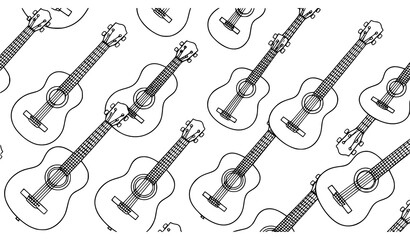Fototapeta premium Kids Acoustic Guitar Coloring Book Page Repeating Music Instrument Vector Line Art Design
