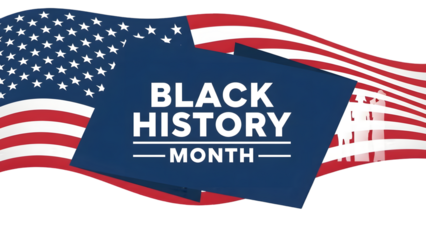 Black history month banner with american flag on transparent background isolated on transparent background