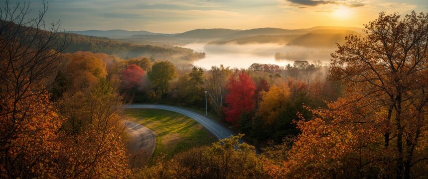 Autumn scenery in Cold Spring, New York, USA - a perfectly balanced landscape