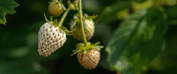 White strawberries in focus