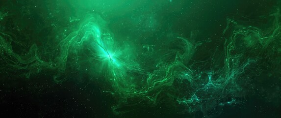 Luminous space-inspired texture on a green background