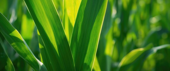 Corn leaves with green striped texture