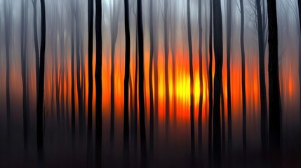 A forest at sunset