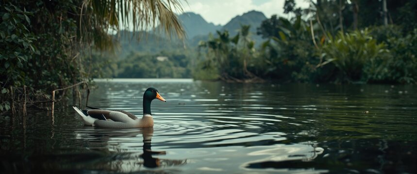 Beautiful teal being surrounded by nature in Thailand