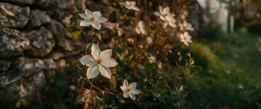 Early autumn view of Clematis Flammula
