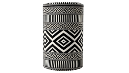 Traditional african patterned basket isolated on transparent background