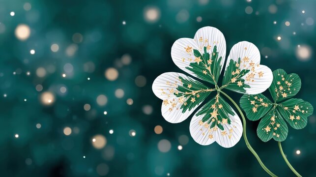Capture the essence of luck and prosperity with an enchanting close-up of a four-leaf clover. ..Created with Generative AI, not depicting real subjects.