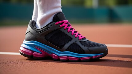 Sneaker on the Tennis Court