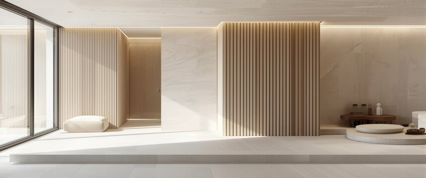 Minimalist room interior with creative elements