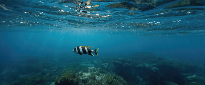 Wild shot of a pair of Sarpa Salpa fishes in open water