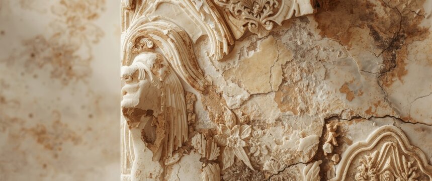 Design features of a vintage stone sheet in architecture - Powered by Adobe