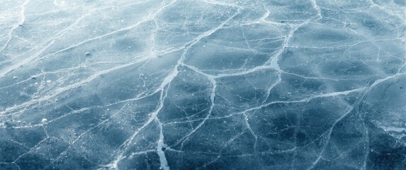 Obraz premium Frozen Pond Ice Background Featuring Cracks and Beautiful Icy Texture, Close-Up of Cold and Freezing Environment