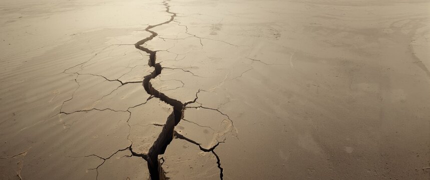 Center of the sand with a mud crack formation