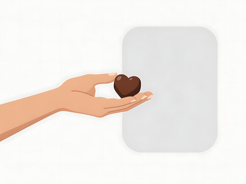 Hand holding a heart shape in front of a gray background, viewed from the side