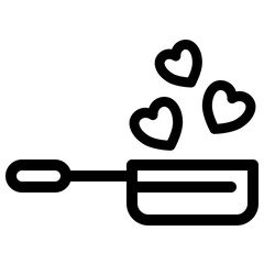 Love Cooking Icon Hearts Emerge From Pan or Utensil Line Art