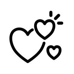 Three Hearts Icon Love Affection Outline Vector Graphic
