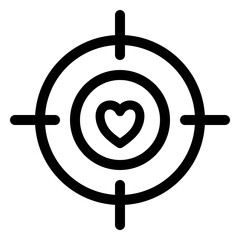 Target Sight Aiming at a Heart Icon Black Line Outline