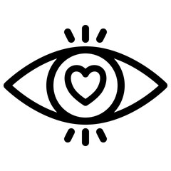 Eye with Heart Icon Love Vision Outline Symbol