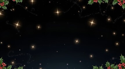Loopable Christmas backdrop featuring silver and gold shooting stars streaking slowly across a dark black void, soft twinkling effects