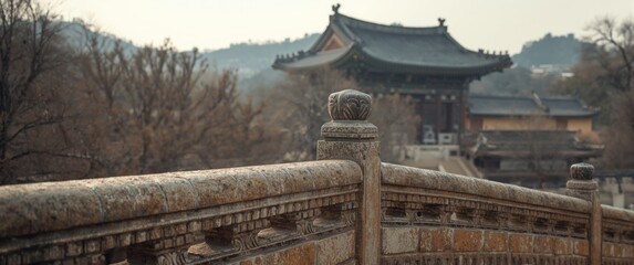 Railing stone protecting Gyeongbokgung Palace's Geunjeongjeon Hall background, showcasing pattern, texture, design, paper, art, font, alphabet, newspaper, news
