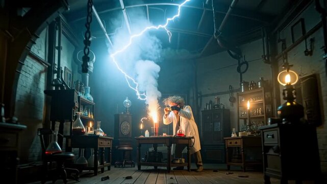 A Mad Scientist in his lab