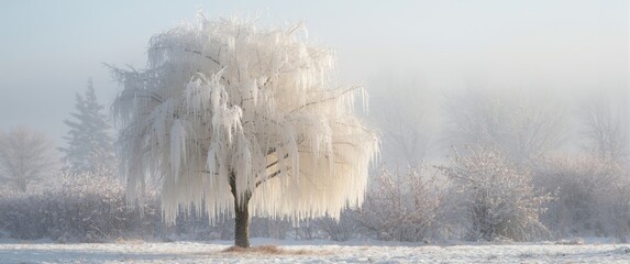 IceCovered Bradford Pear Tree Scene