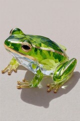 Colorful Glass Frog Figurine with Intricate Detailing and Glossy Finish