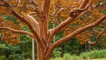 Mature Tree with Orange Leaves.