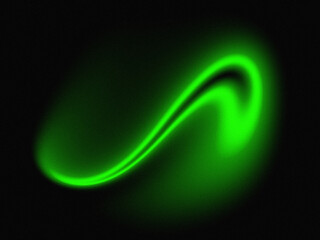 Abstract green neon swirl on a black background