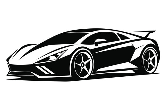 Sleek black sports car design modern luxury vehicle illustration
