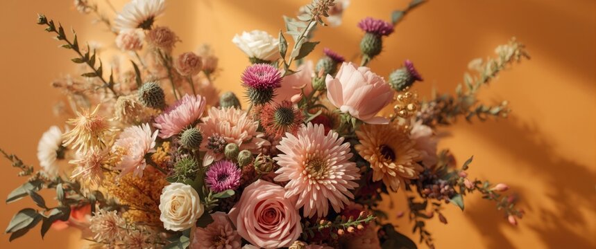 Variety of Flowers Bouquet Paired with Complimentary Colour Swatches