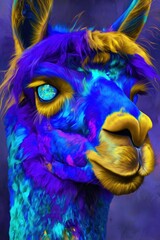 Colorful Artistic Representation of a Vibrant and Whimsical Llama