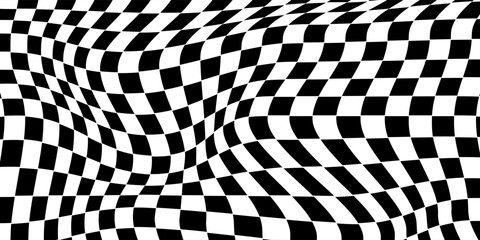 Black and white checkered pattern. Chess pattern. Black and white checkered background. 3D checkered wallpaper. vector illustration
