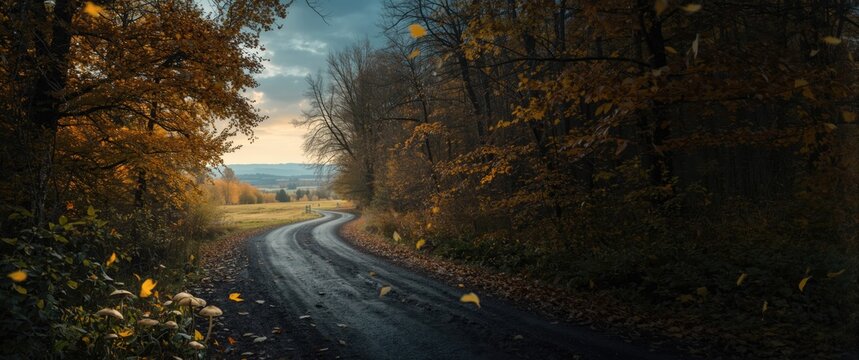 Fall landscapes with winter skies