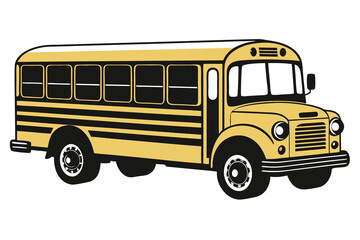 Classic yellow school bus transportation vehicle icon illustration © Creative Graphic Des